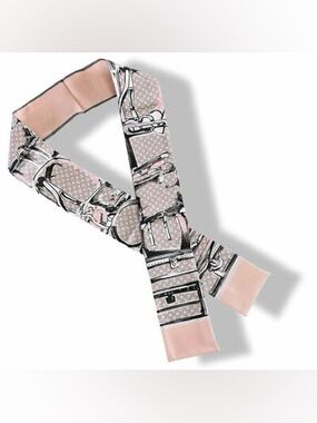 LOUIS VUITTON ROSE POUDRE MONOGRAM TRUNKS BANDEAU SILK SCARF